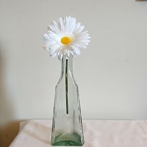 TRIANGLE SHAPED GLASS BOTTLE WITH NATURAL GREEN TINT, BY VETRERIA ETRUSCA, ITALY